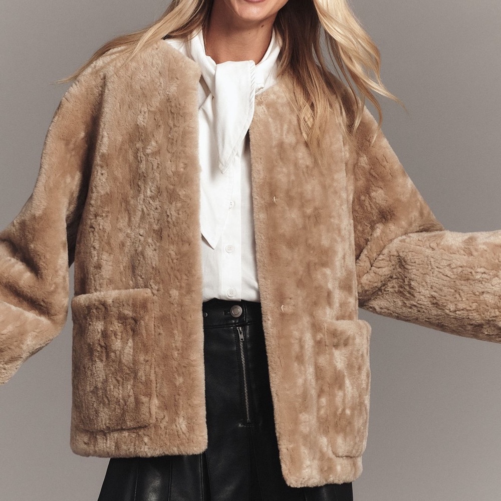 NWT Maeve Cozy Tan Teddy Jacket Large (XL)